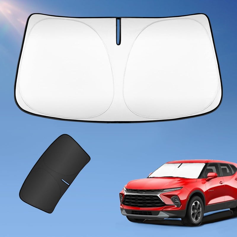 UKTOP Sun Shade Sunshade for Chevrolet Blazer 2019-2026 Windshield Cover (NOT for EV) 2-Layers Sun Shield for Chevy Blazer 240T Silver Coating Sun Visor Foldable Window Shade Blocks UV Car Accessories - Image 1